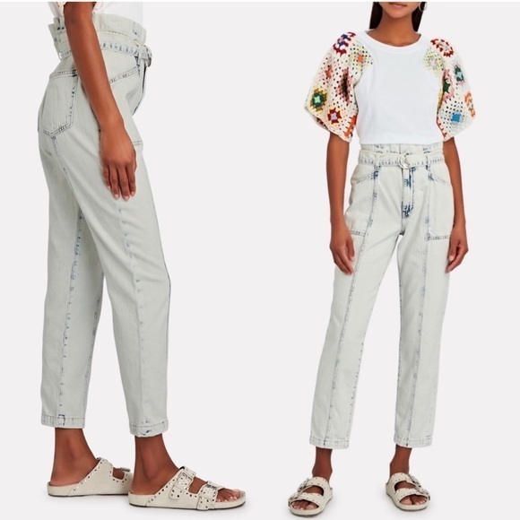 Jonathan Simkhai Denim - Jonathan Simkhai Standard Ace high-waisted Paper bag cropped acid‎ wash jeans 29
